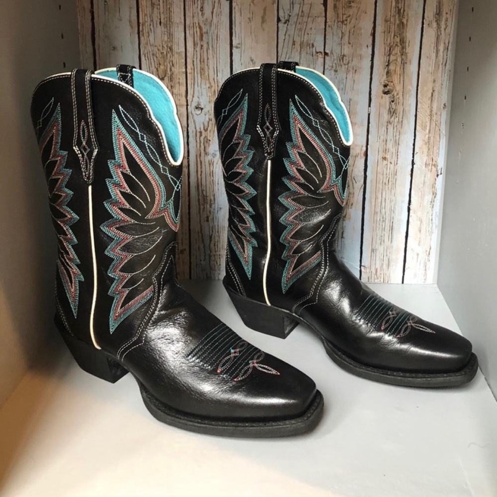 Almost new Ariat Black leather heeled boot